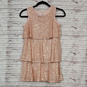 Speechless Glittering Gold Tiered Kids Dress